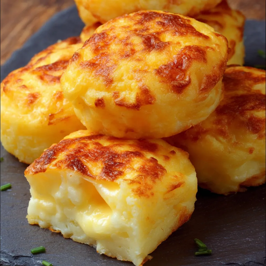 A stack of cheese and potato patties.