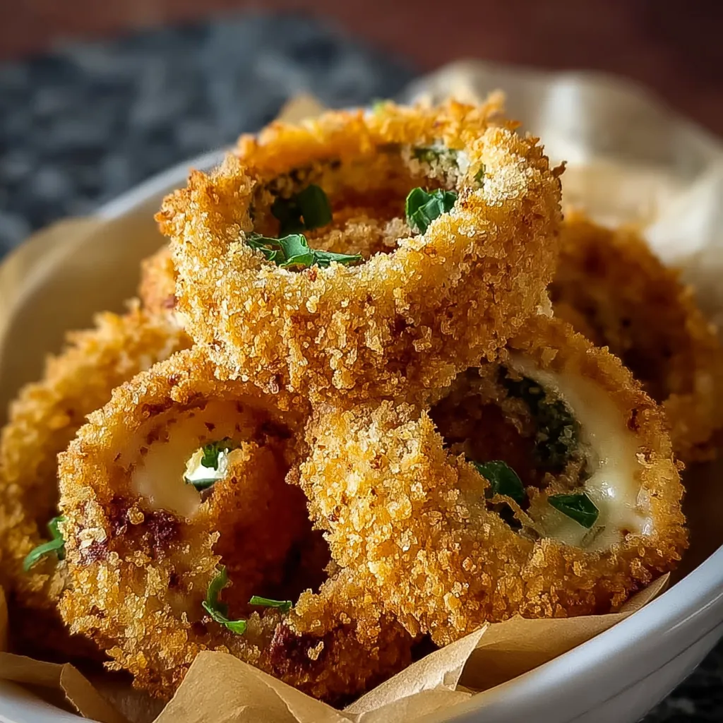 A bowl of fried onion rings.