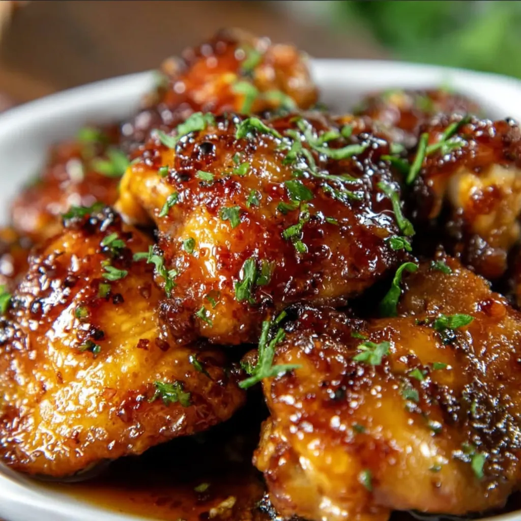 A bowl of chicken wings with sauce.