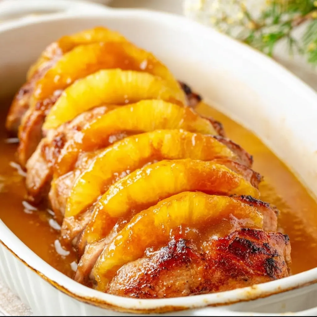 A bowl of food with a pineapple on top.