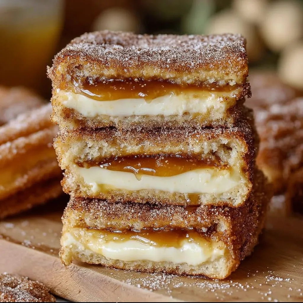 A stack of three doughnuts with glaze and powdered sugar.