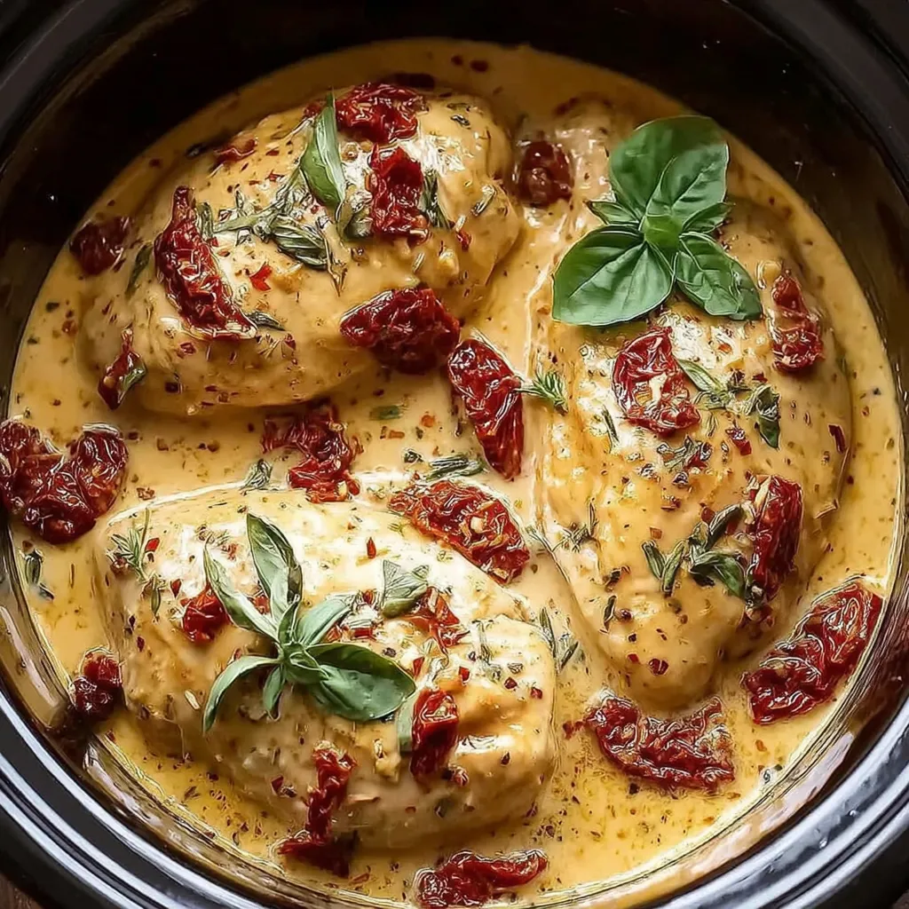 A bowl of food with chicken and red peppers.