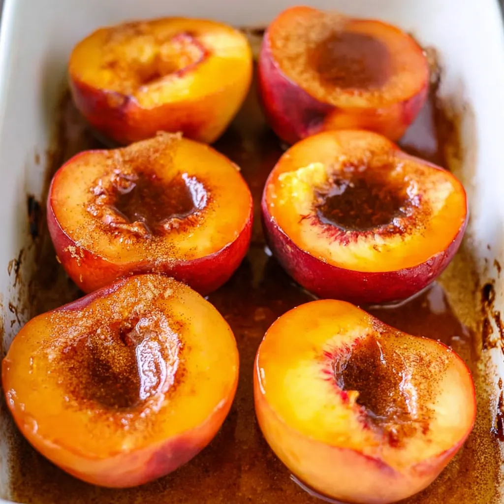 Peaches in a pan with sugar.