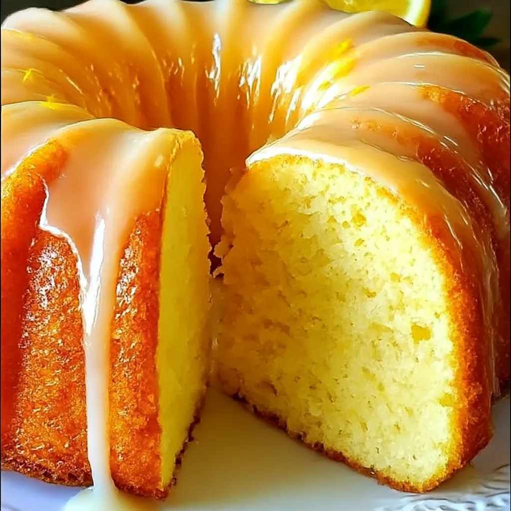 A slice of cake with lemon and orange glaze.