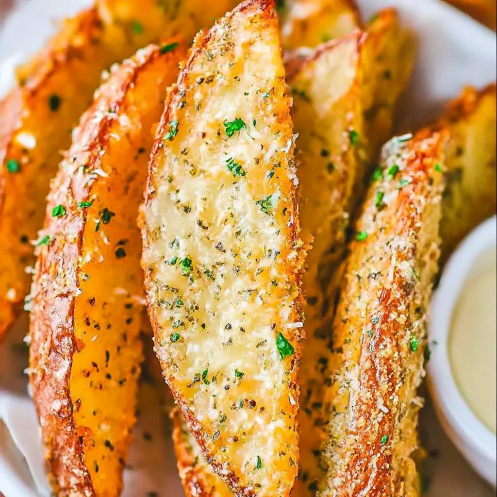 A plate of fries with cheese and herbs.