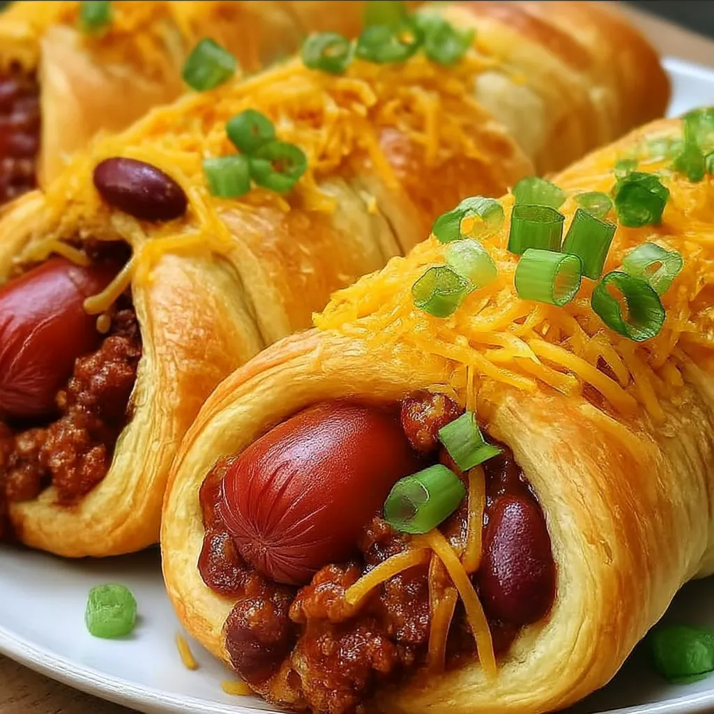 Two hot dogs wrapped in bread with cheese and chili.