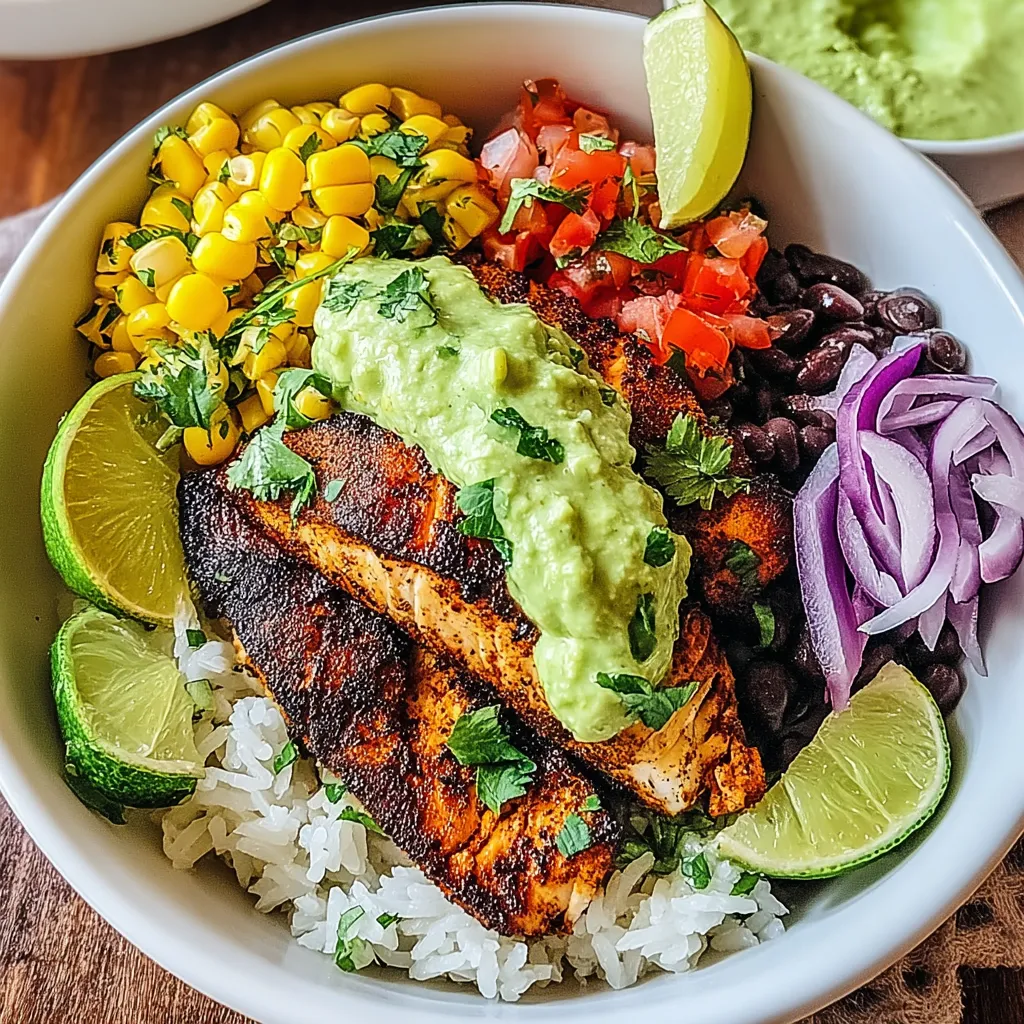 A bowl of food with rice, beans, tomatoes, corn, and lime.