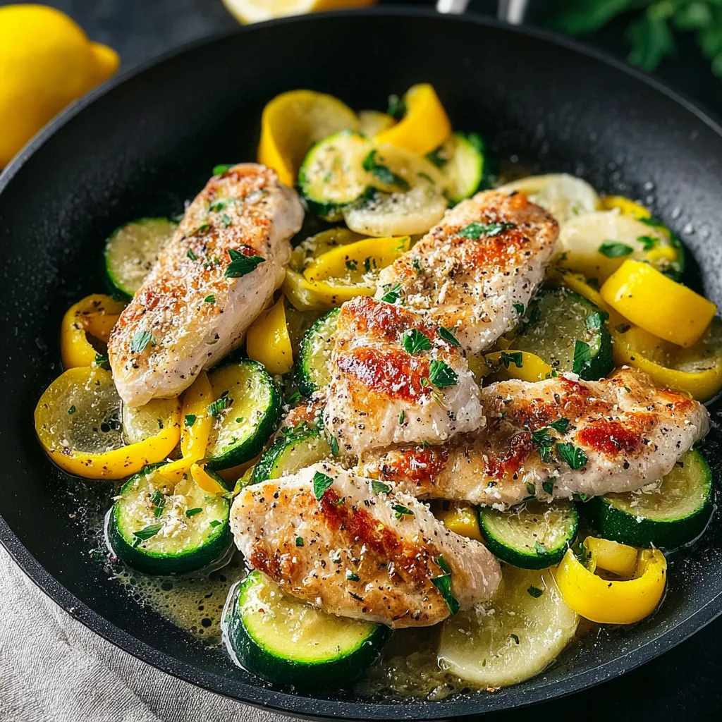 A pan of chicken and vegetables.