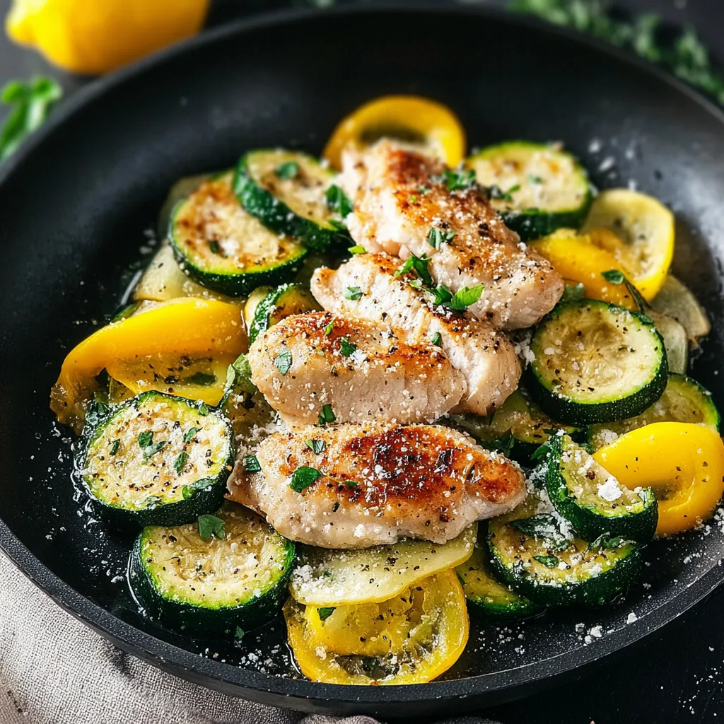 A pan of chicken and vegetables.