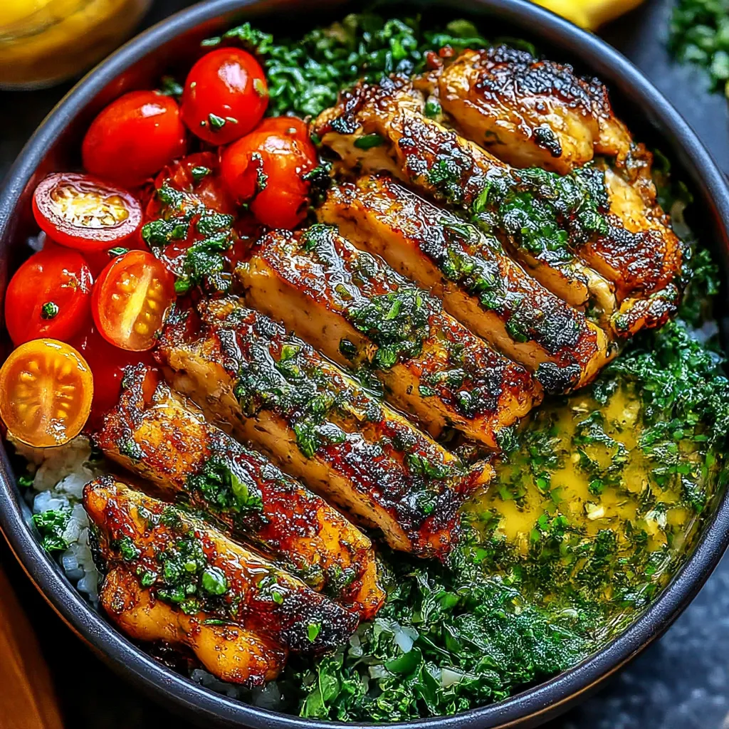 A bowl of food with chicken, tomatoes, and greens.