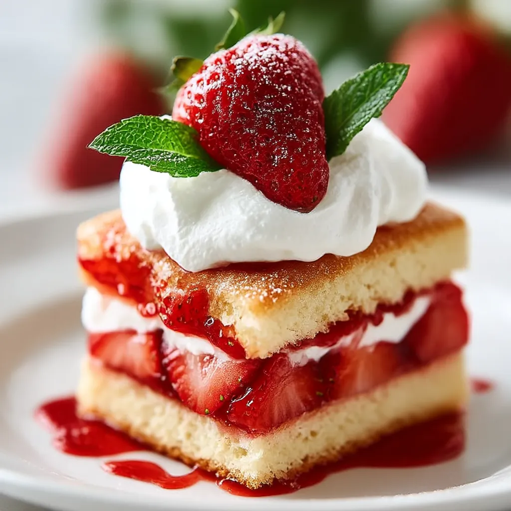 A slice of cake with strawberries on top.