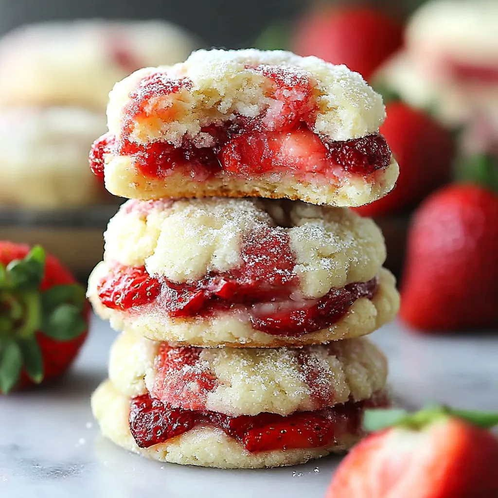 A stack of strawberry shortcake sandwiches.