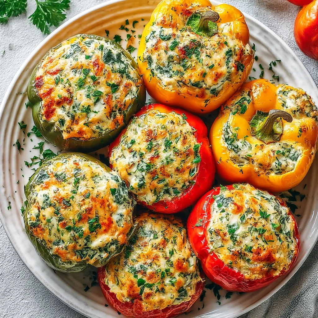 A plate of peppers with cheese.