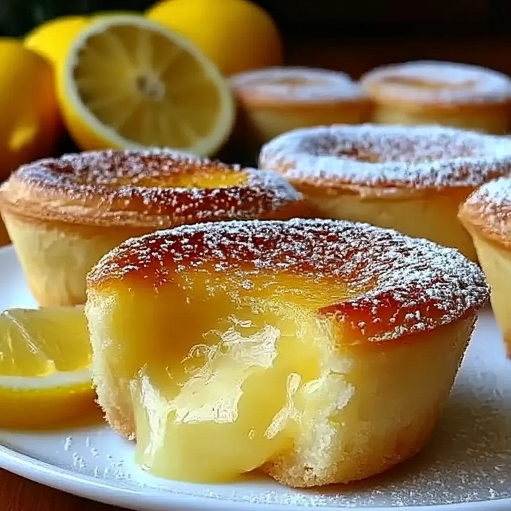 A plate of lemon desserts with a lemon on the side.