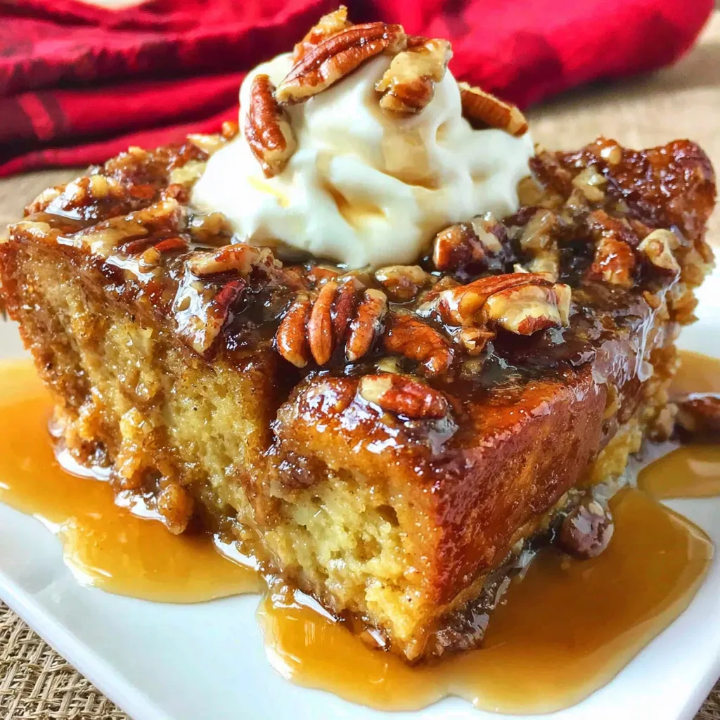 A slice of cake with a dollop of whipped cream on top.