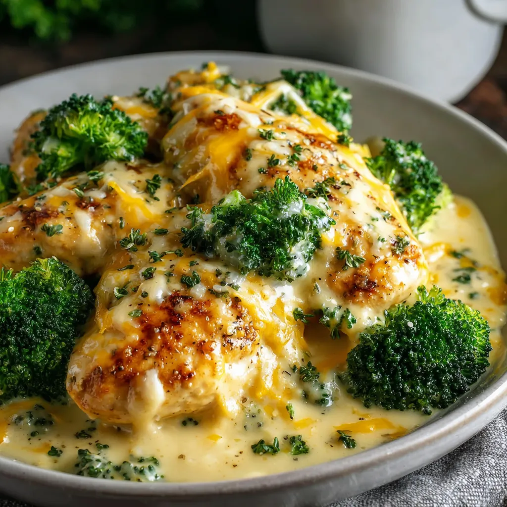 A plate of chicken covered in cheese and broccoli.