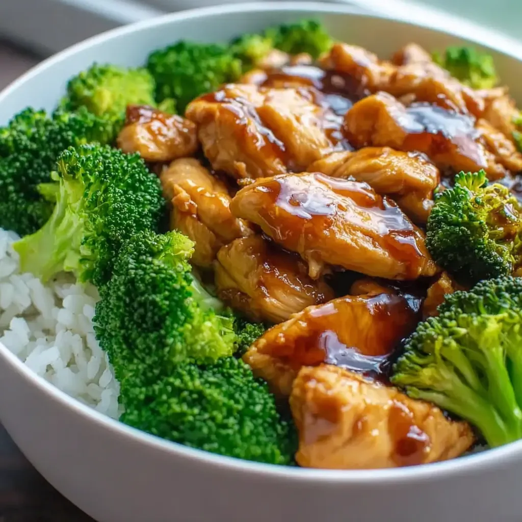 A bowl of food with broccoli and chicken.