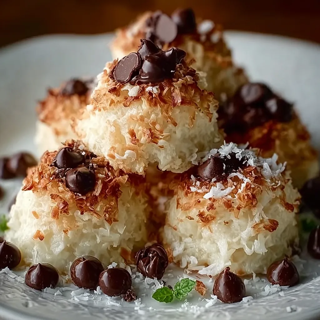 A plate of food with chocolate chips and coconut.