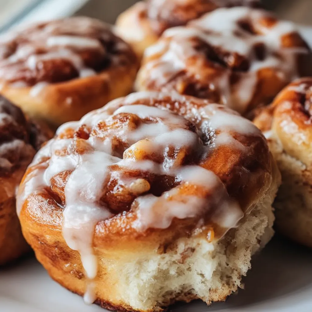 A plate of pastries with icing.