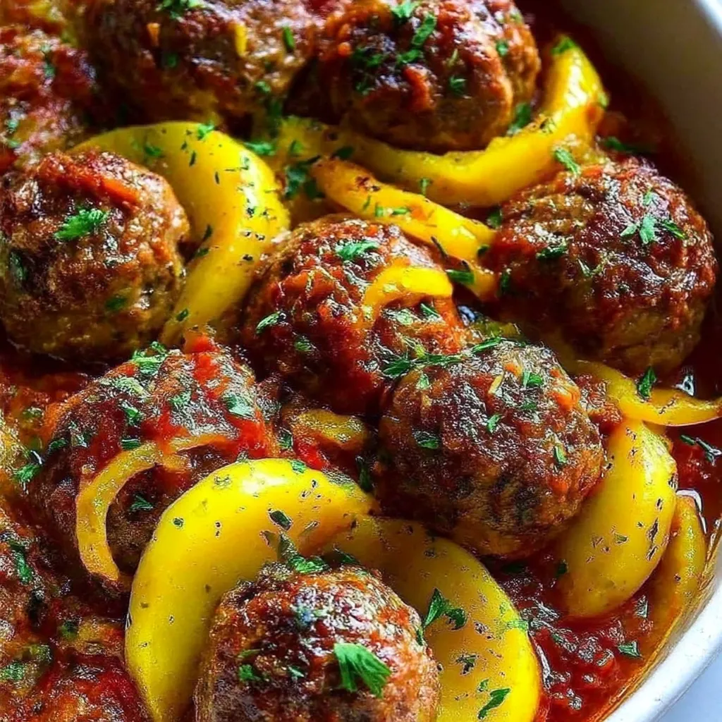 A bowl of meatballs with onions and parsley.