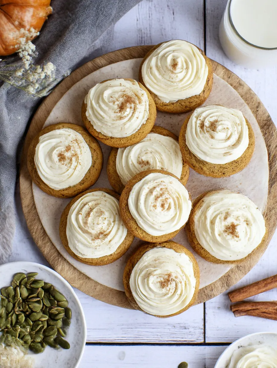 A plate of cookies with white frosting and cinnamon.