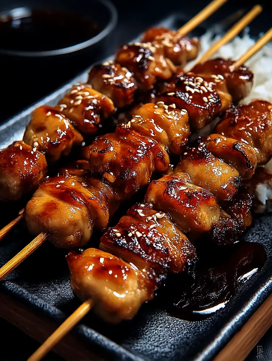 A plate of meat on a stick.