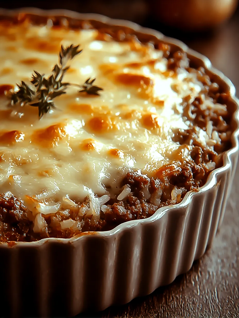 A casserole with rice and meat in a white dish.