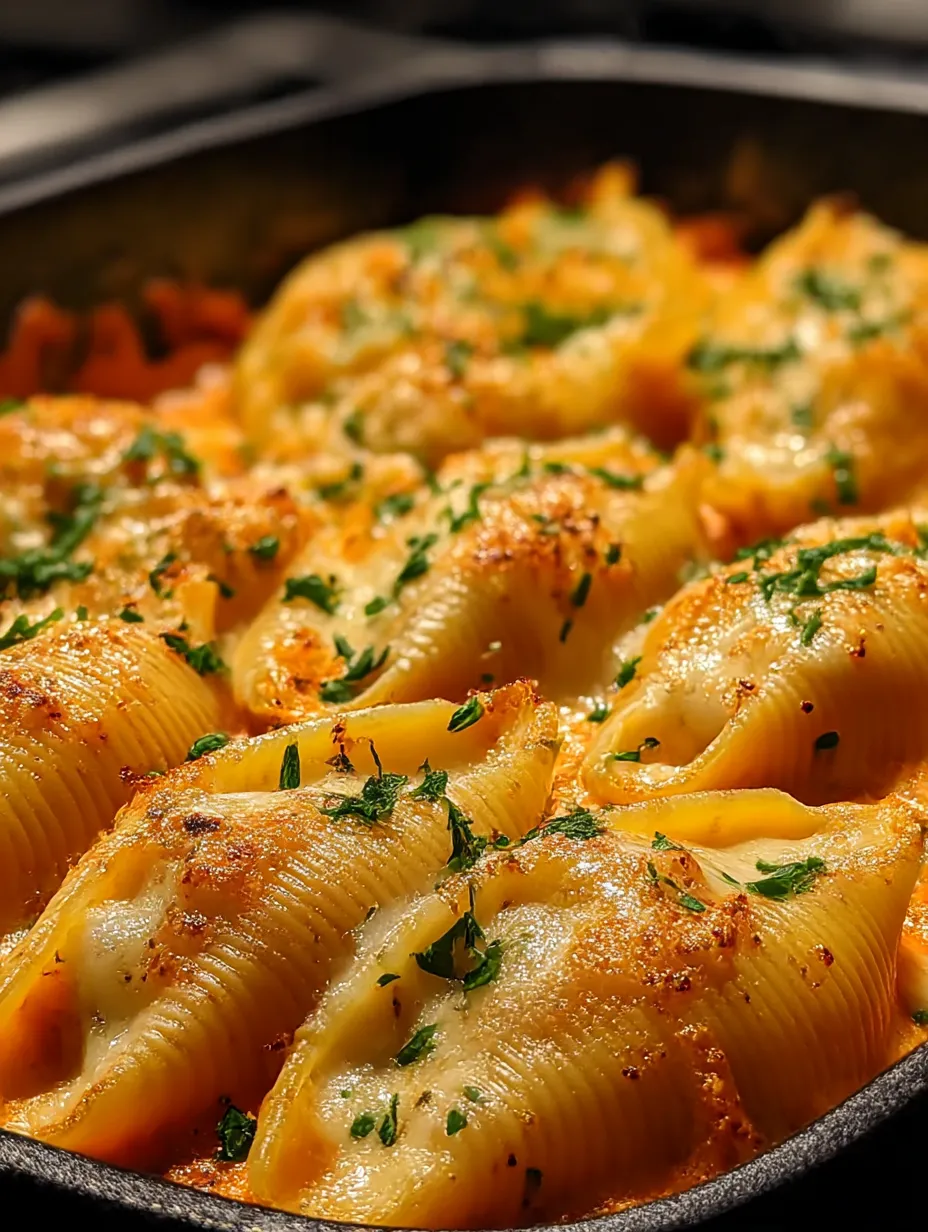 A dish of pasta with cheese and herbs.