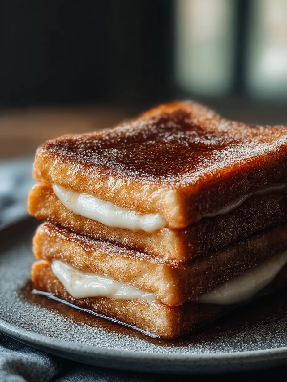 A stack of three grilled sandwiches.