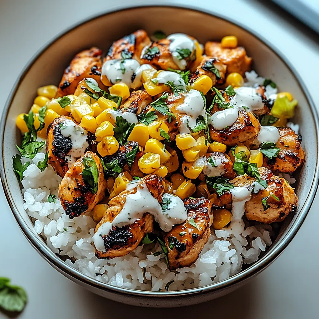 A bowl of rice and chicken.