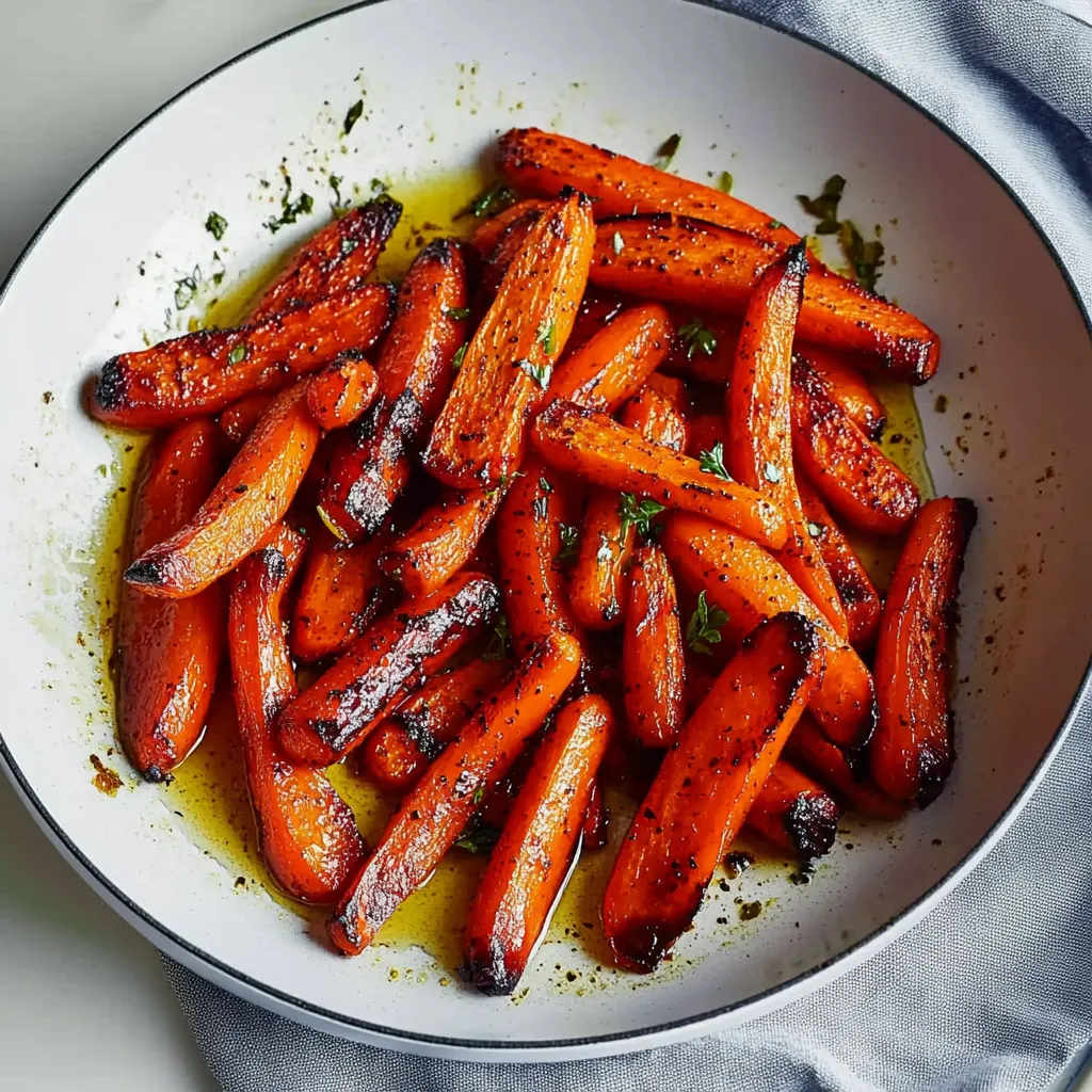 A plate of carrots with a sauce.