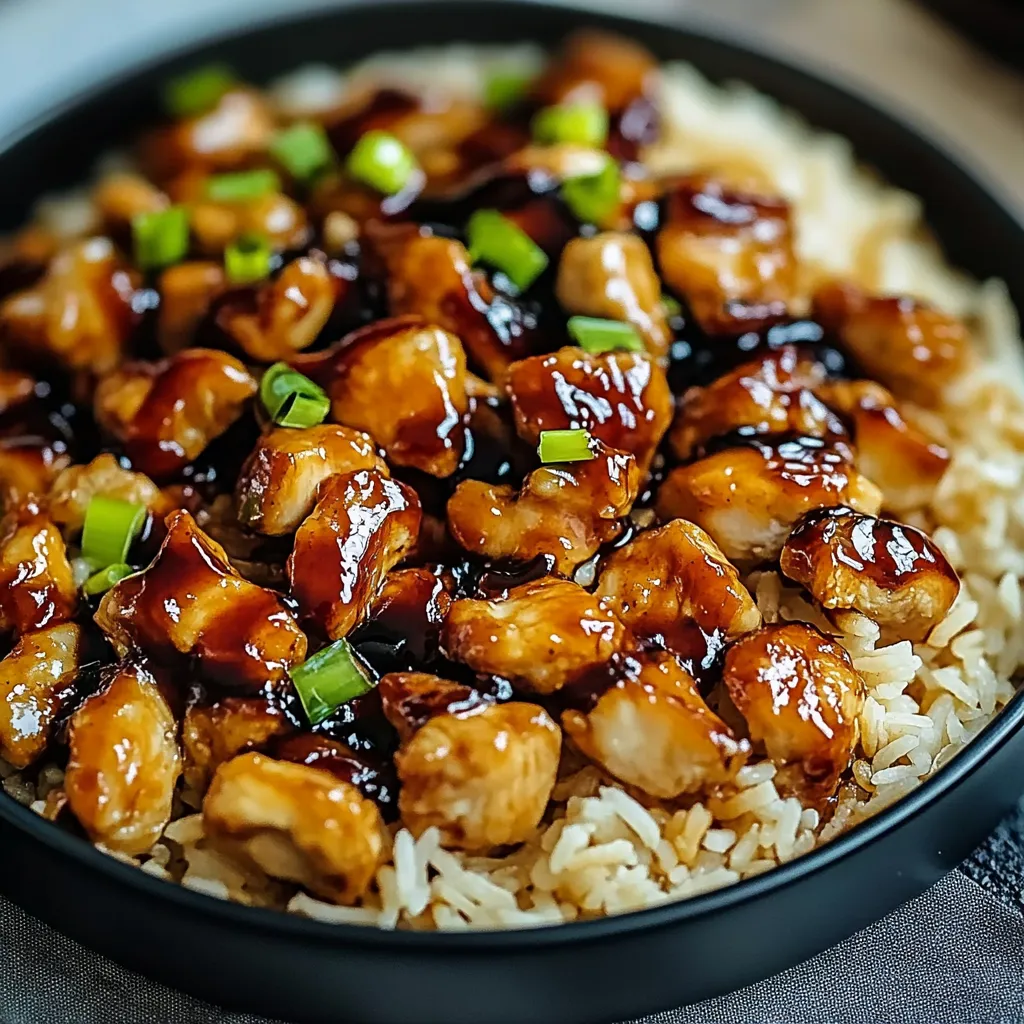 A bowl of chicken and rice.