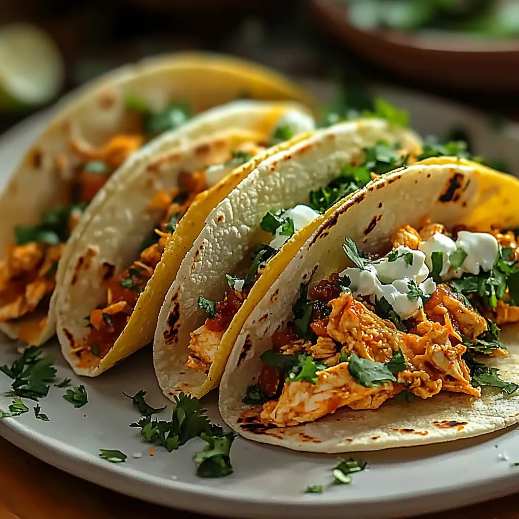 A plate of tacos with white sauce.