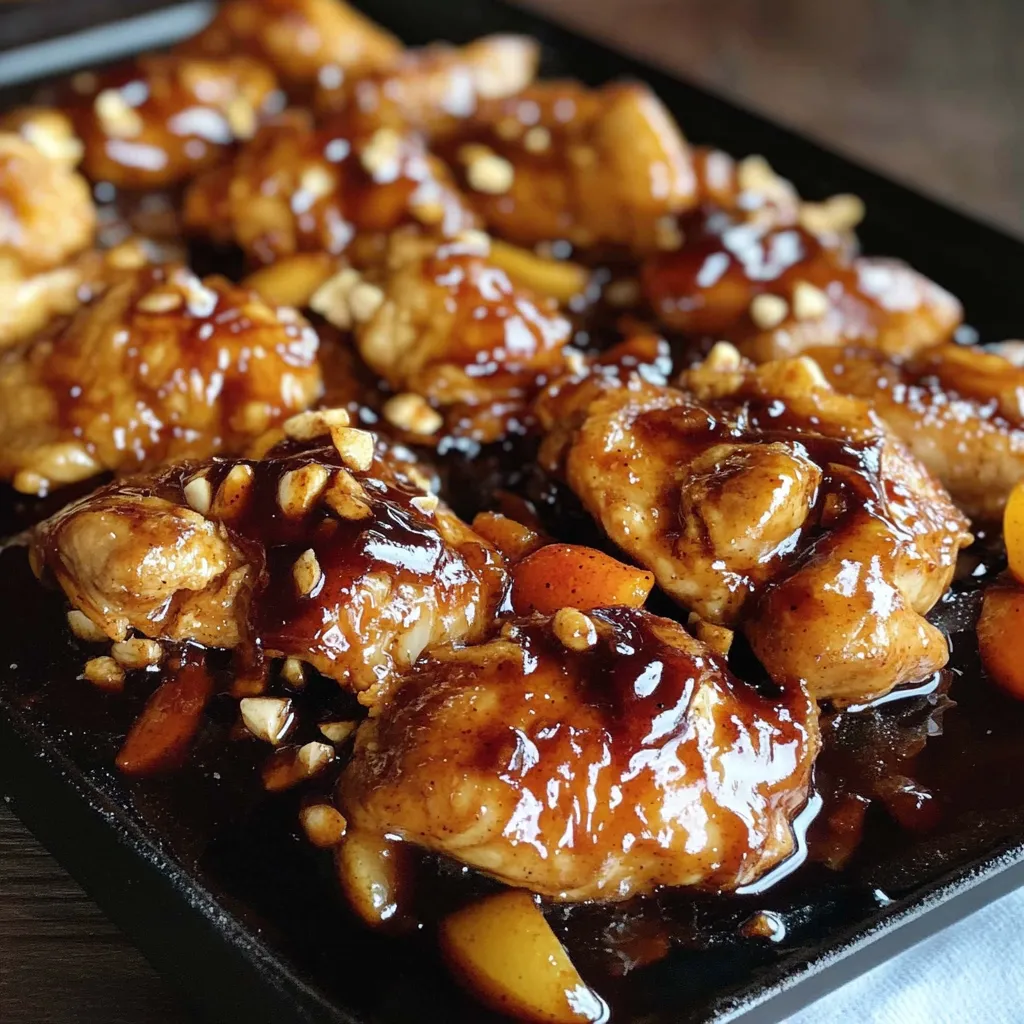 A plate of chicken with sauce.