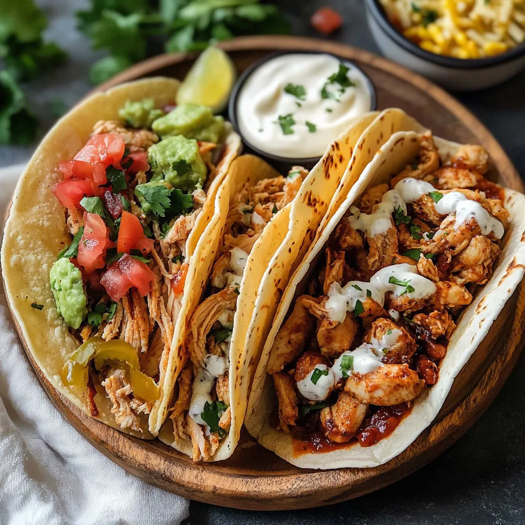 Two tacos with meat and sour cream.
