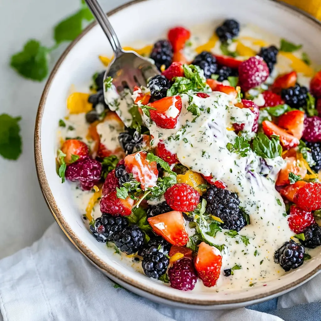 A bowl of fruit with strawberries, blackberries, and blueberries.