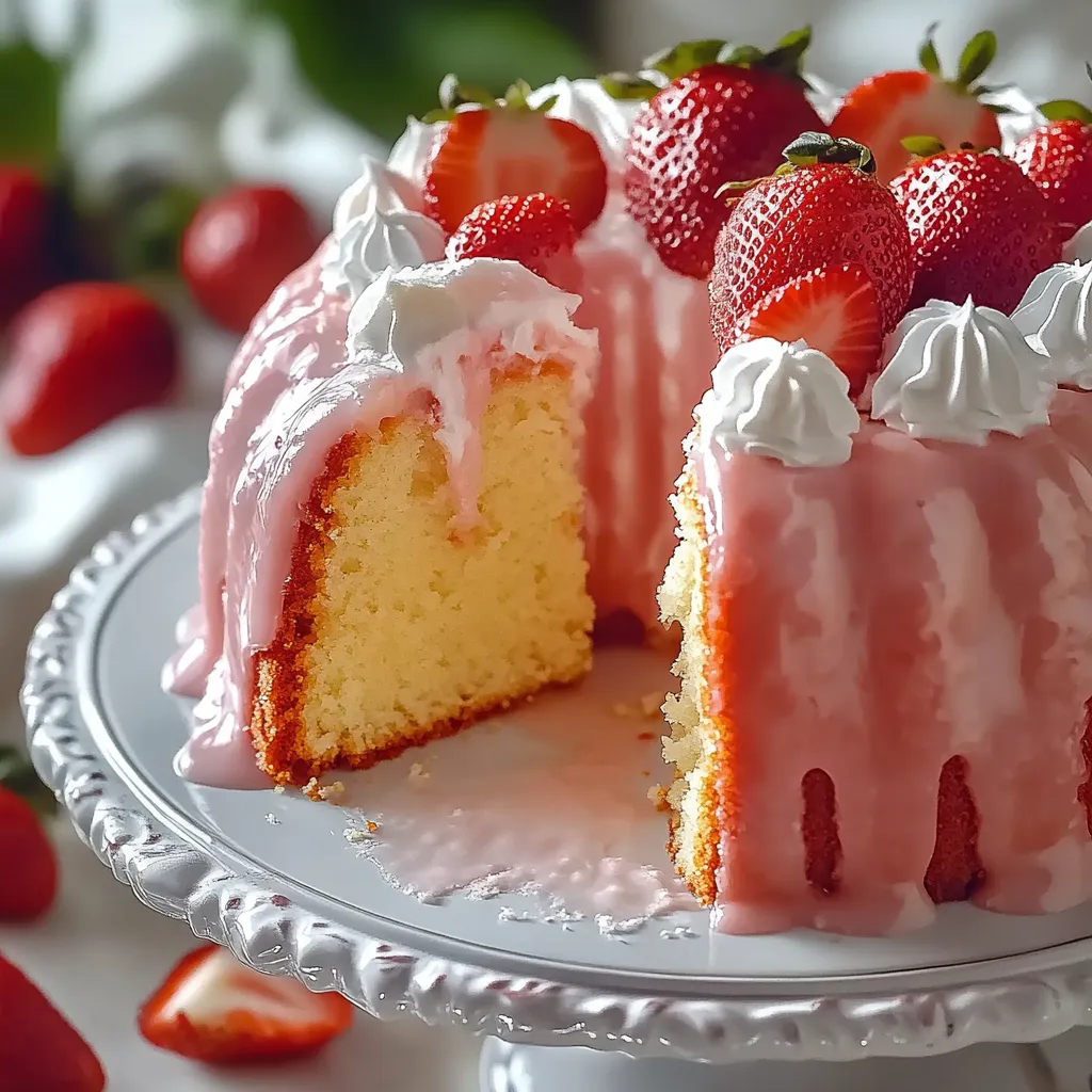 A slice of cake with strawberries on top.
