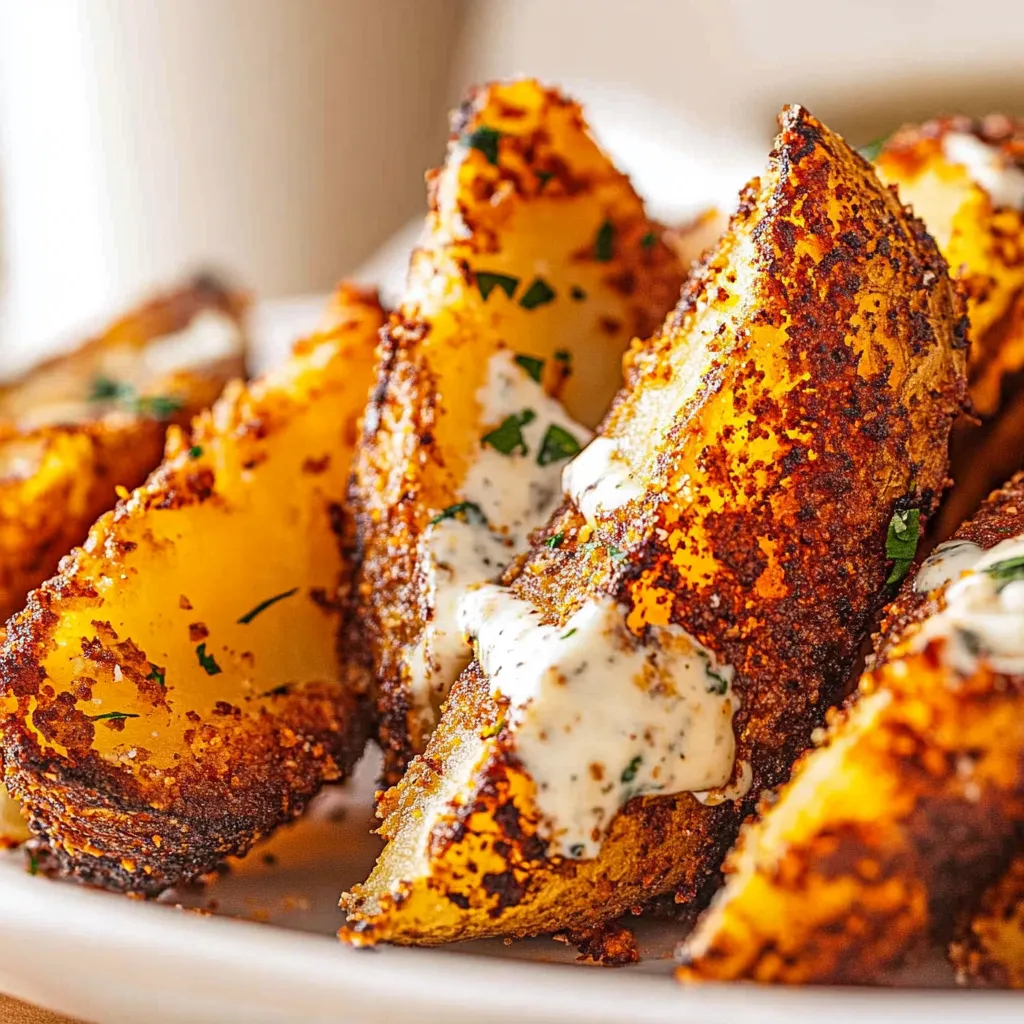 A plate of fries with a white sauce.