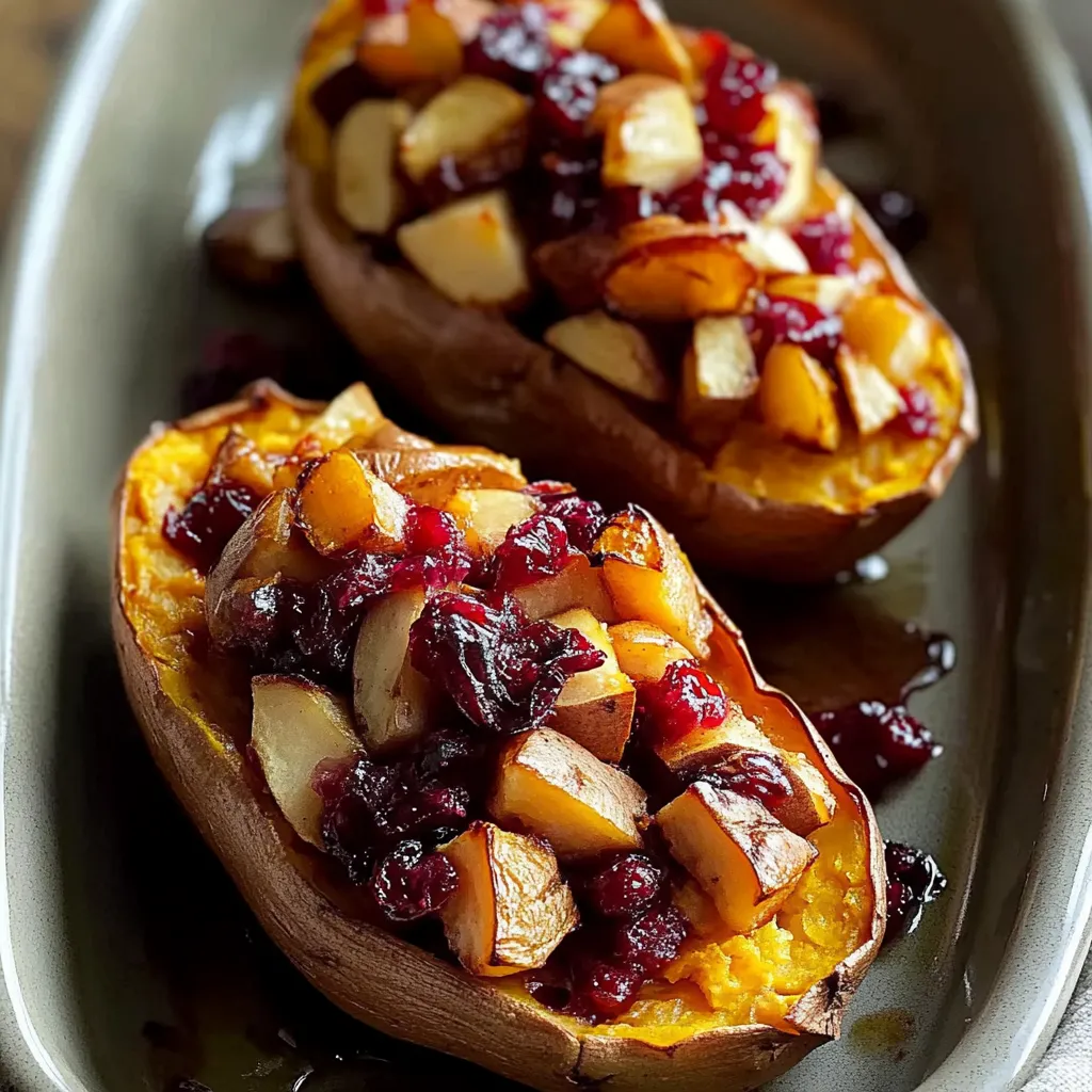 Two sliced sweet potatoes with marshmallows on top.