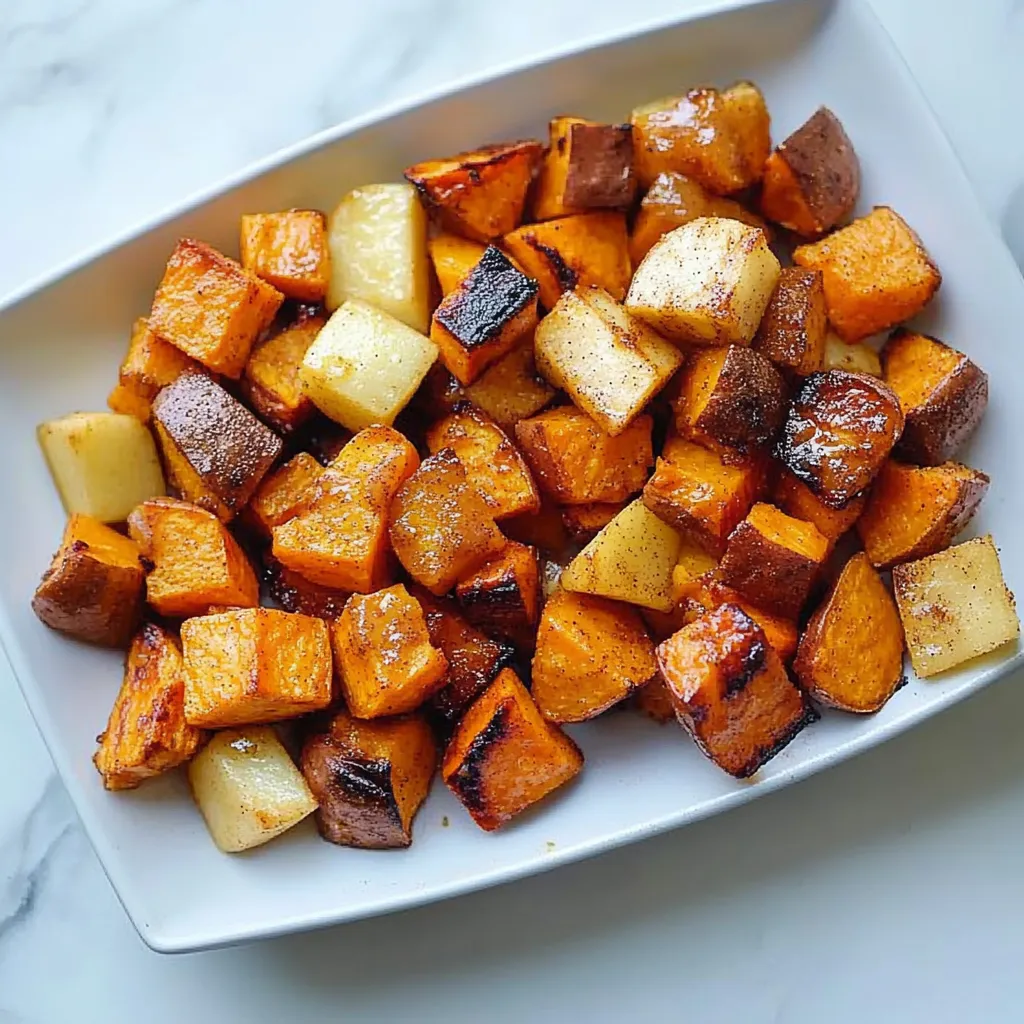 A plate of roasted vegetables.