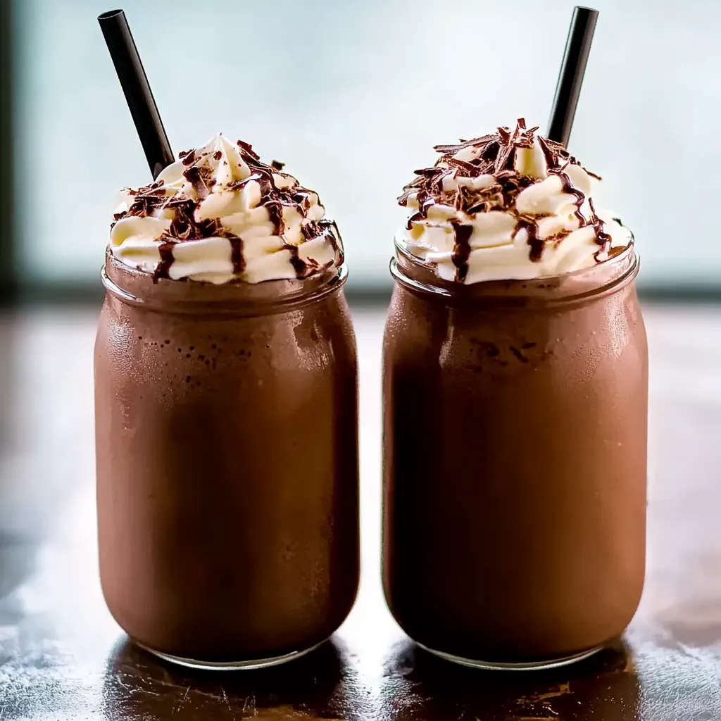 Two glasses of chocolate milk.