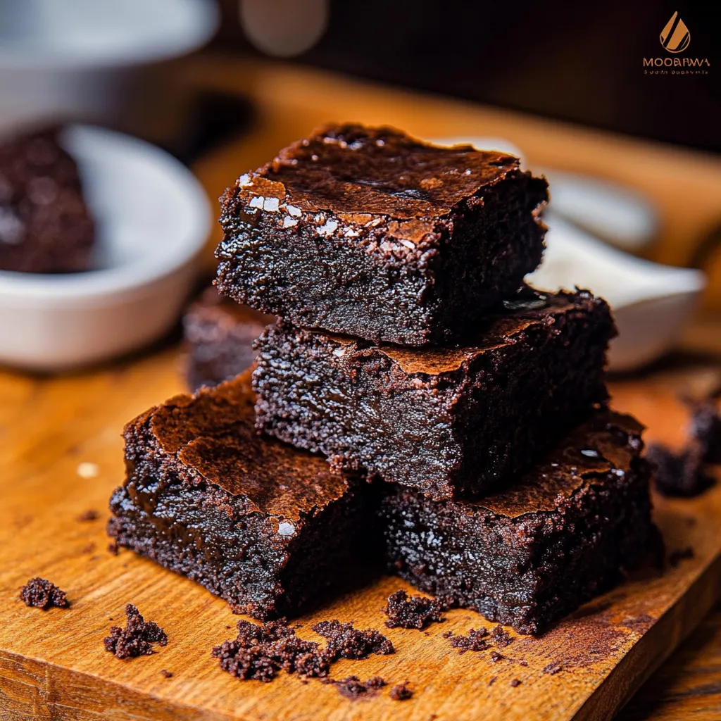 Chocolate cake on a wooden table.