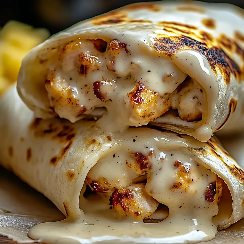 A burrito with cheese and sauce.