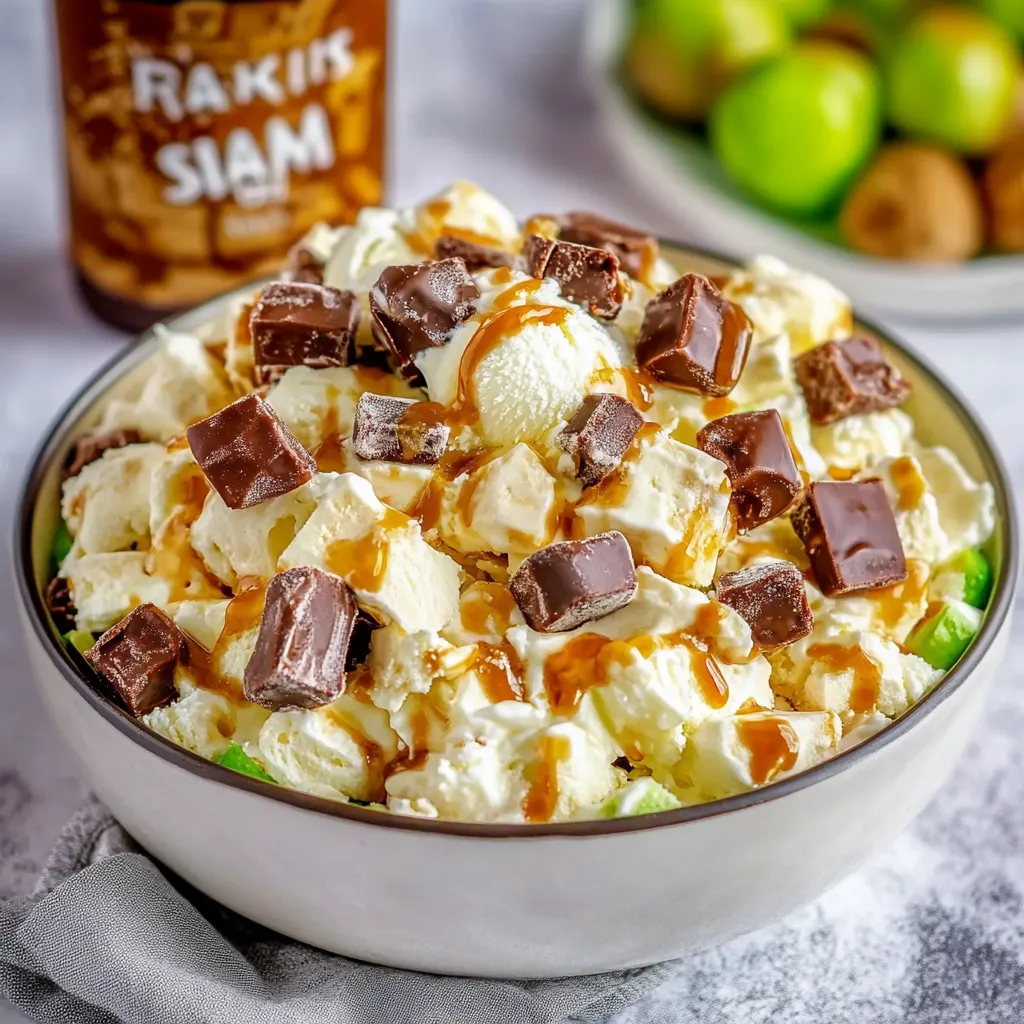 A bowl of ice cream with chocolate and caramel toppings.
