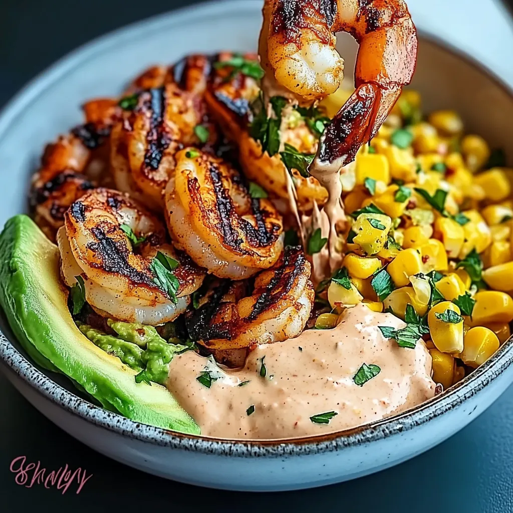 A bowl of shrimp and corn.