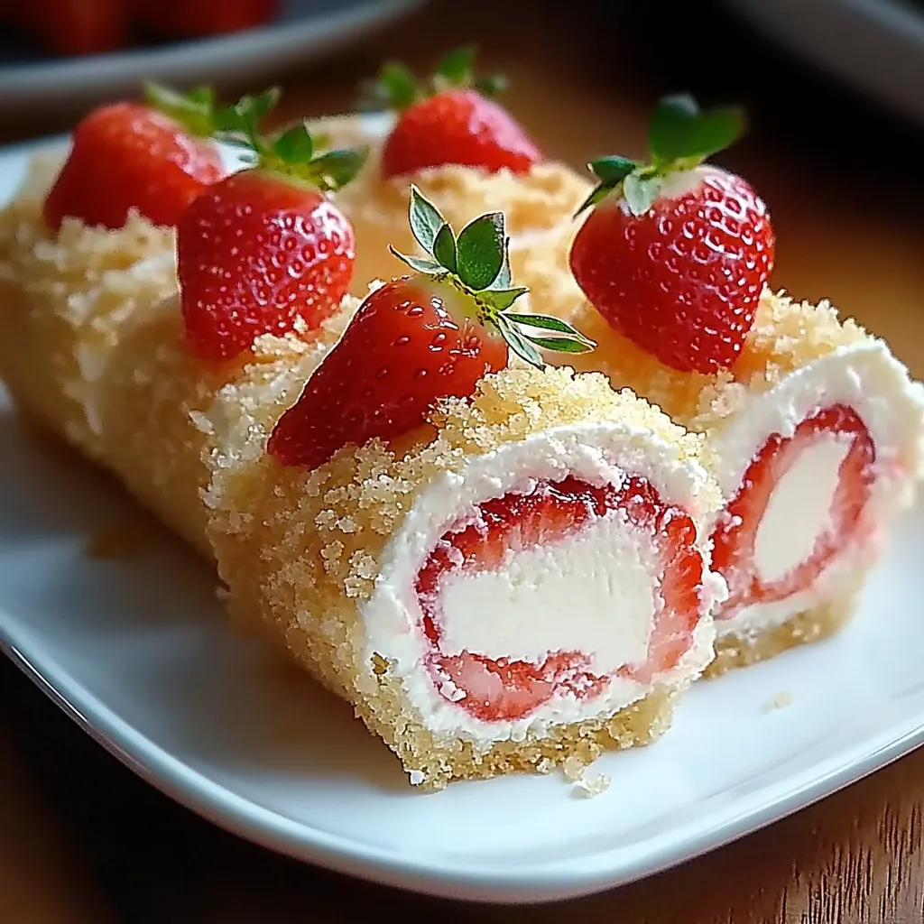 A plate of food with strawberries and cream.