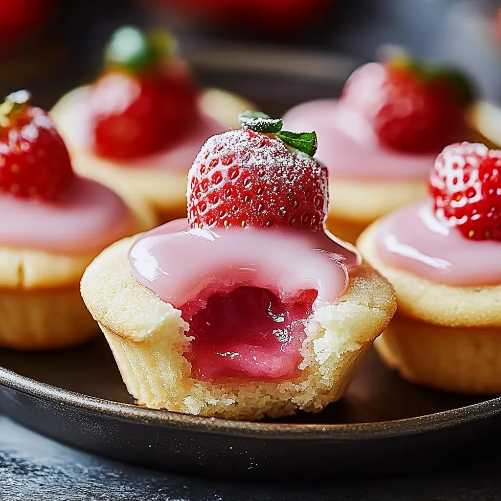A plate of strawberry cupcakes with pink frosting.