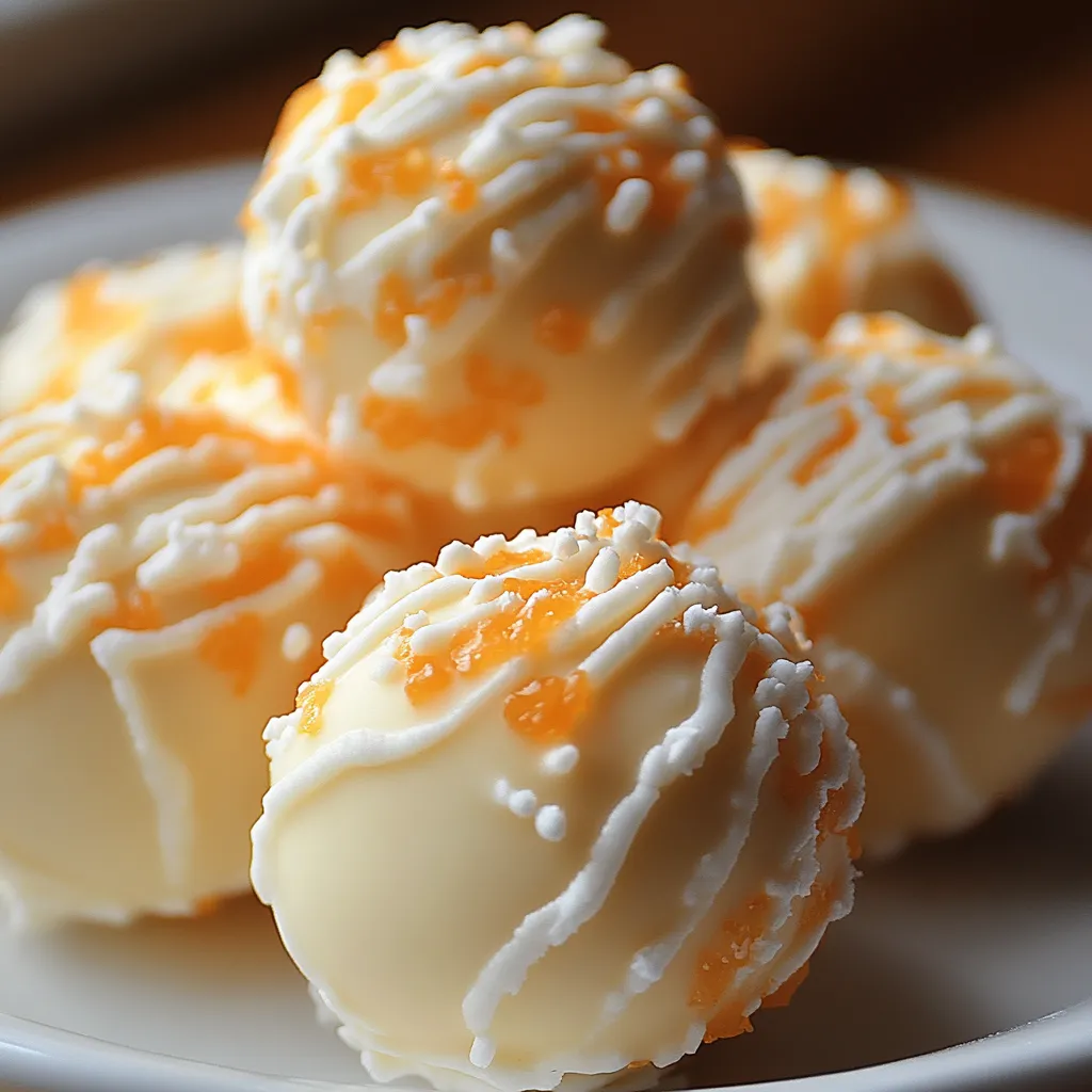 A plate of white and orange balls.