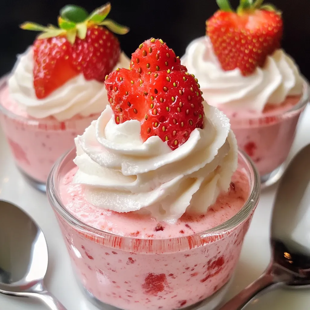 Three small desserts with strawberries on top.