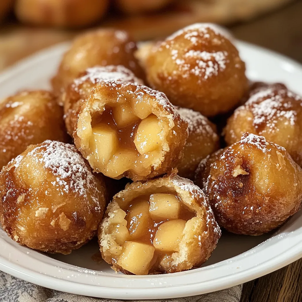 A plate of doughnuts with apple filling.